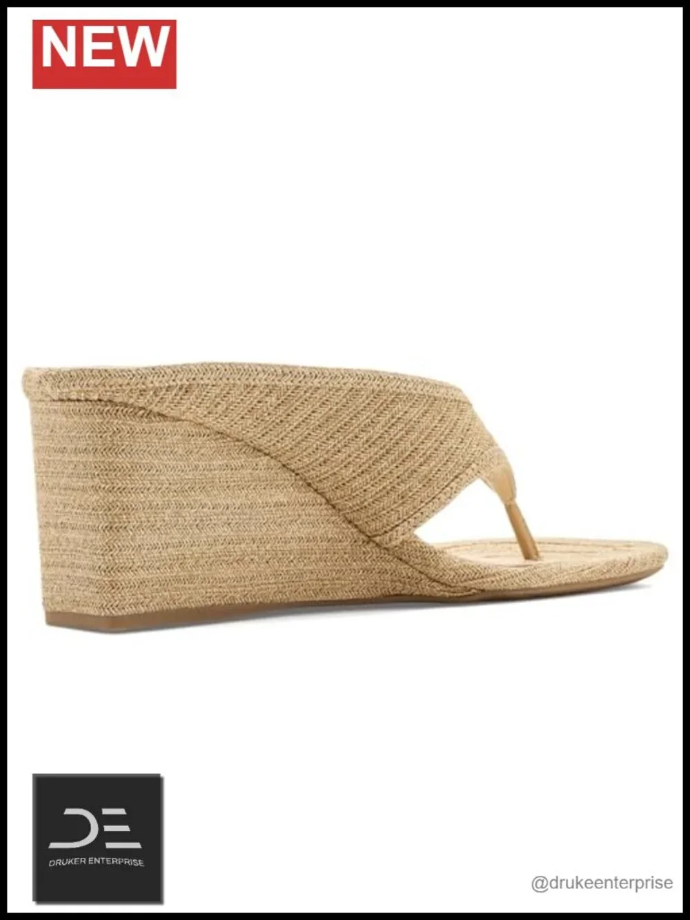 Open Toe Woven Faux Leather Thong Wedge Sandals for Women